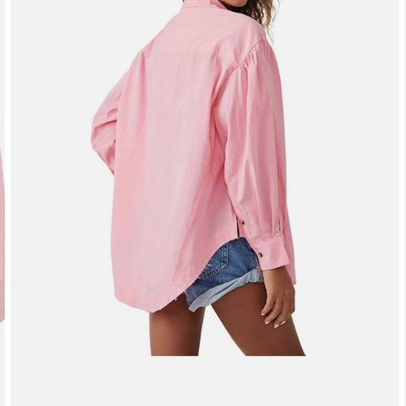 We The Free Happy Hour Solid Poplin Top Pink New With Tags - Picture 4 of 8